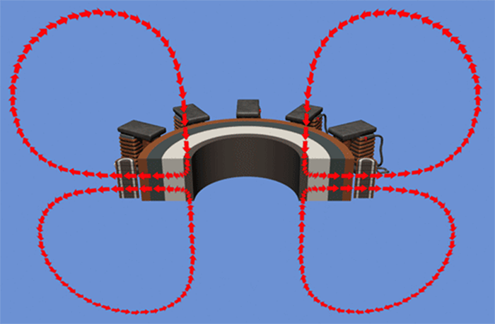 A computer rendering of the front end of an arch.